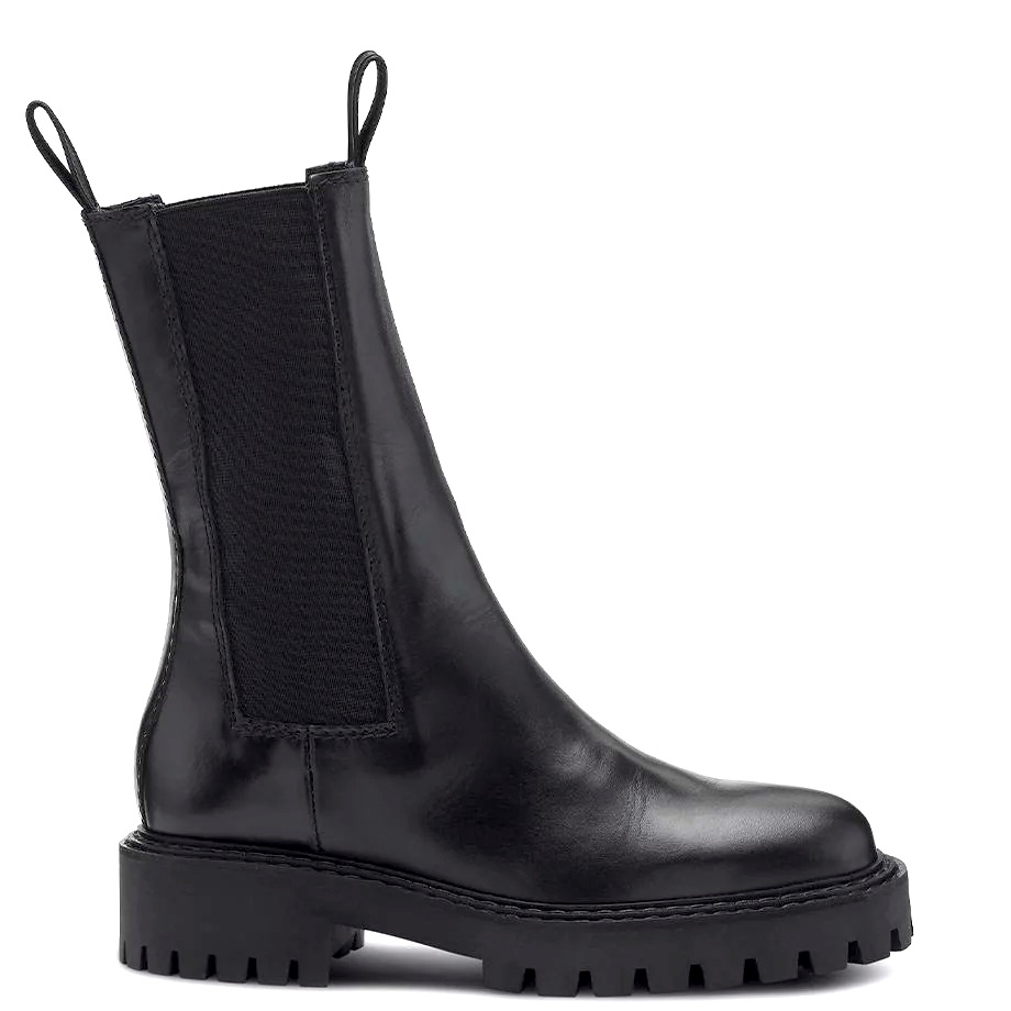 Last Angie Mid Calf Black Leather Chelsea Moto Boots Size 6